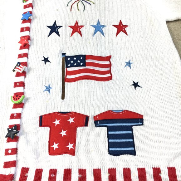 Quacker Factory Patriotic 4TH OF July Flag Sweater - Picture 7 of 14